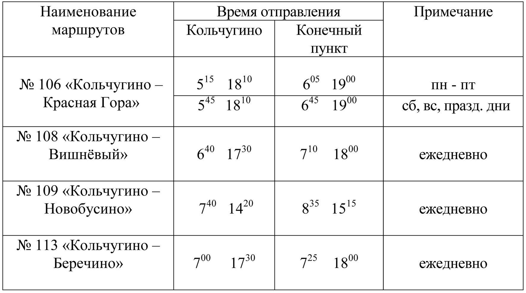 С 15 июня новое автобусное расписание - город и пригород - Голос кольчугинца